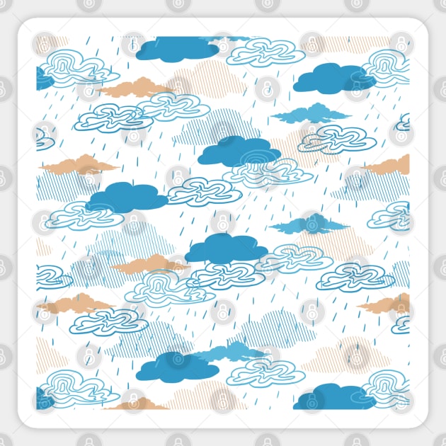 Blue Rainy Day Pattern Sticker by FlinArt